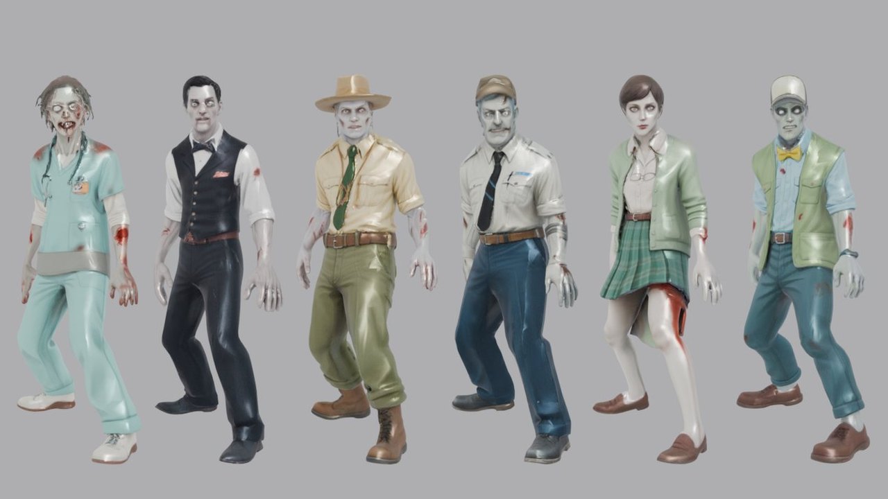 One figure from each character pack - front renders of the shipped models