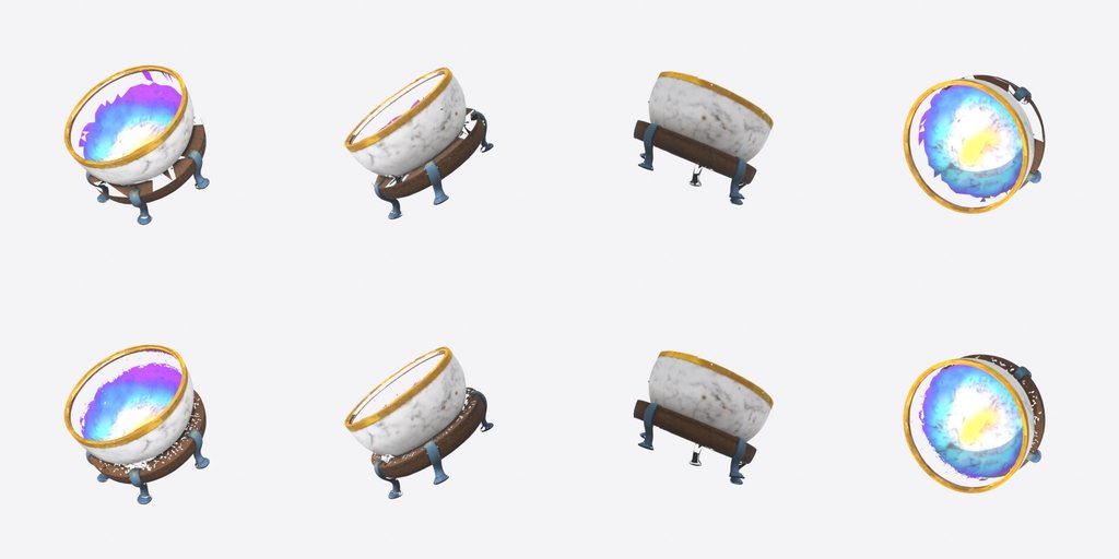 Marble Offering Bowl on Stand - four angles