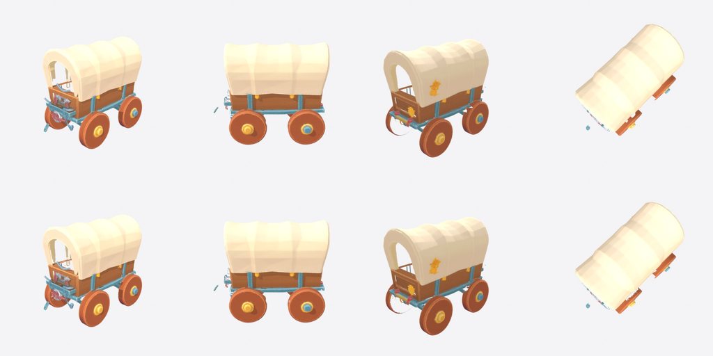Covered Wagon Prairie - four angles