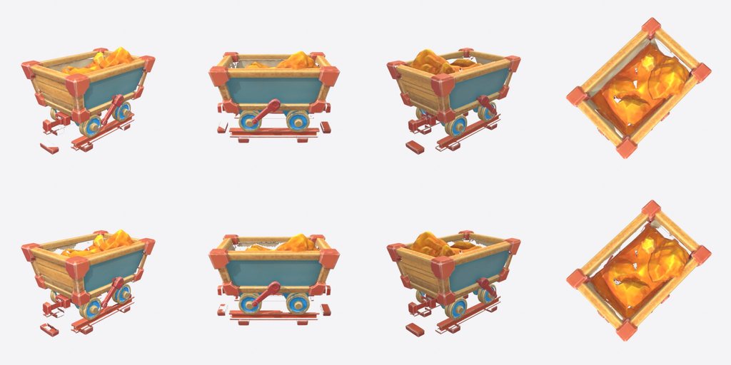 Mine Ore Cart - four angles