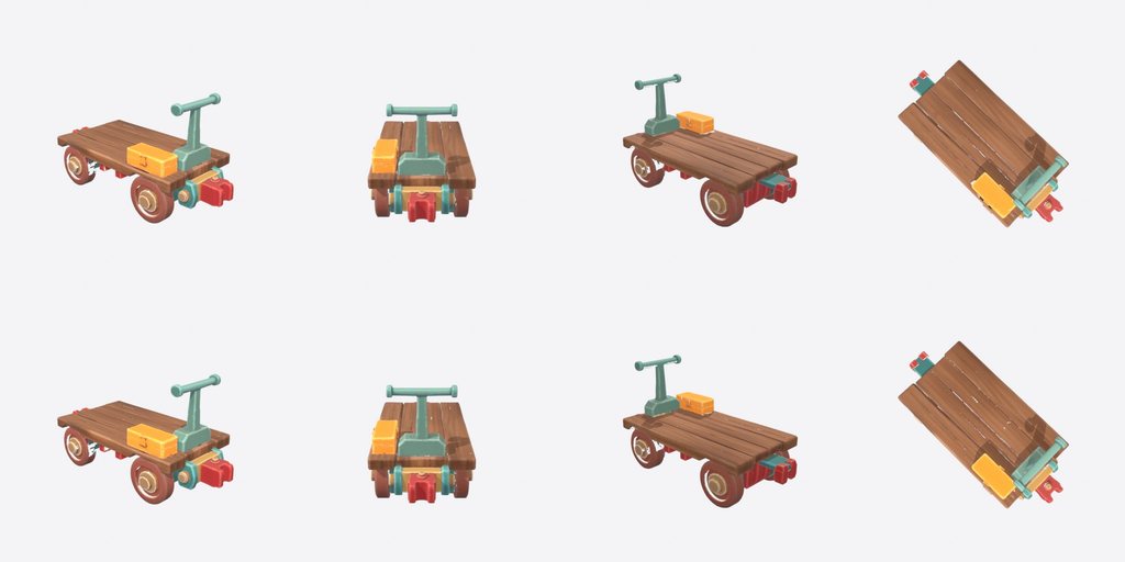 Railroad Handcar - four angles